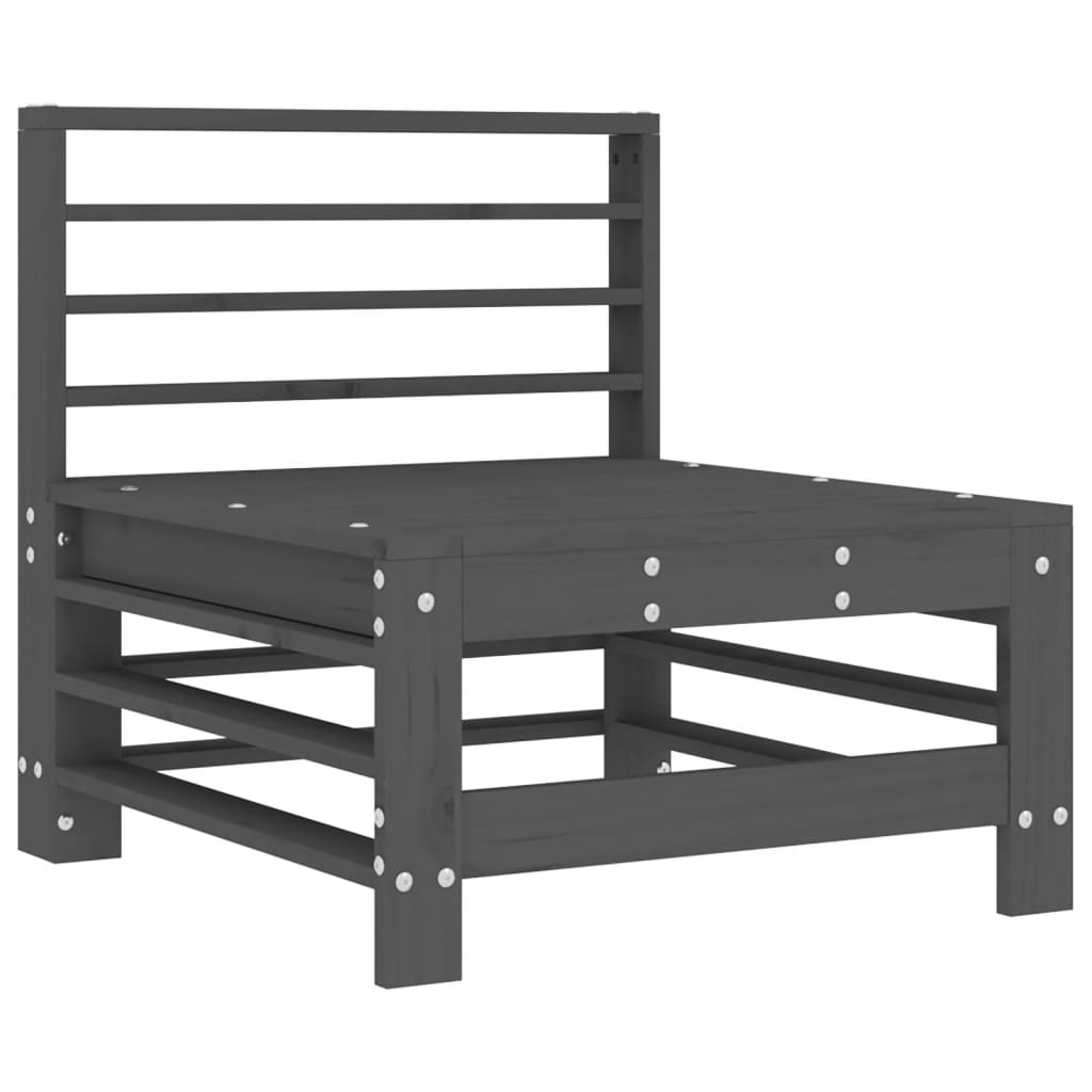 Grey Solid Wood Pine Middle Sofa with Cushions
