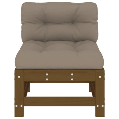 Honey Brown Solid Wood Pine Middle Sofa with Cushions
