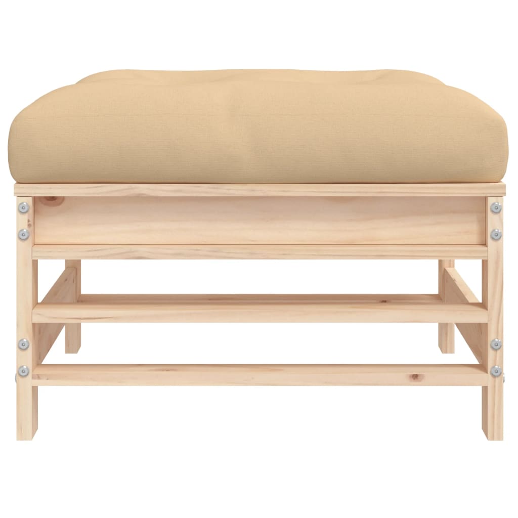 Solid Pine Garden Footstool with Cushion - Durable & Stylish Design