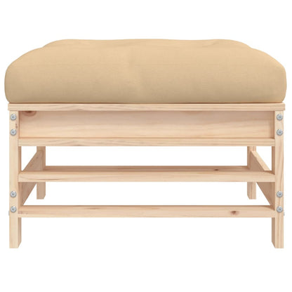 Solid Pine Garden Footstool with Cushion - Durable & Stylish Design