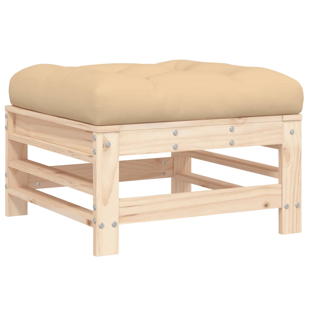 Solid Pine Garden Footstool with Cushion - Durable & Stylish Design