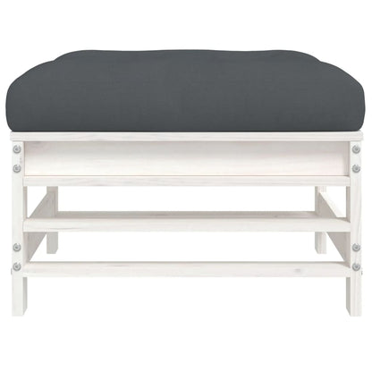 White Pine Garden Footstool with Cushion - Solid Wood Comfort