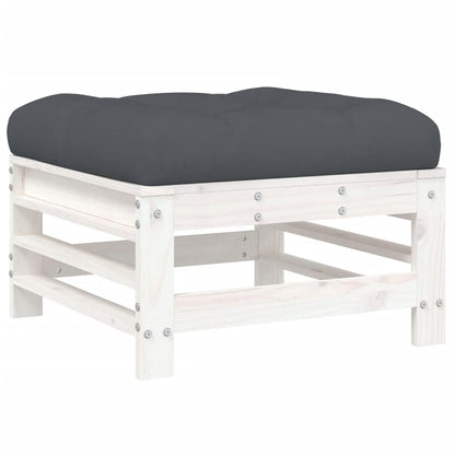 White Pine Garden Footstool with Cushion - Solid Wood Comfort