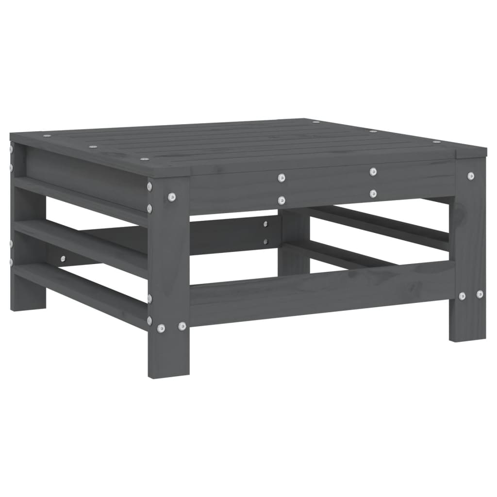 Grey Pine Garden Footstool with Cushion - Solid Wood Comfort