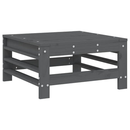 Grey Pine Garden Footstool with Cushion - Solid Wood Comfort