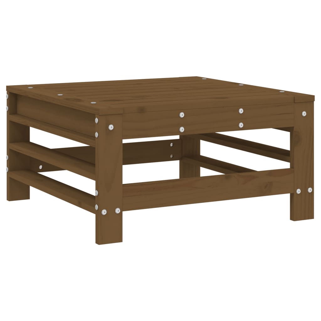 Honey Brown Wood Garden Footstool with Cushion - Solid Pine
