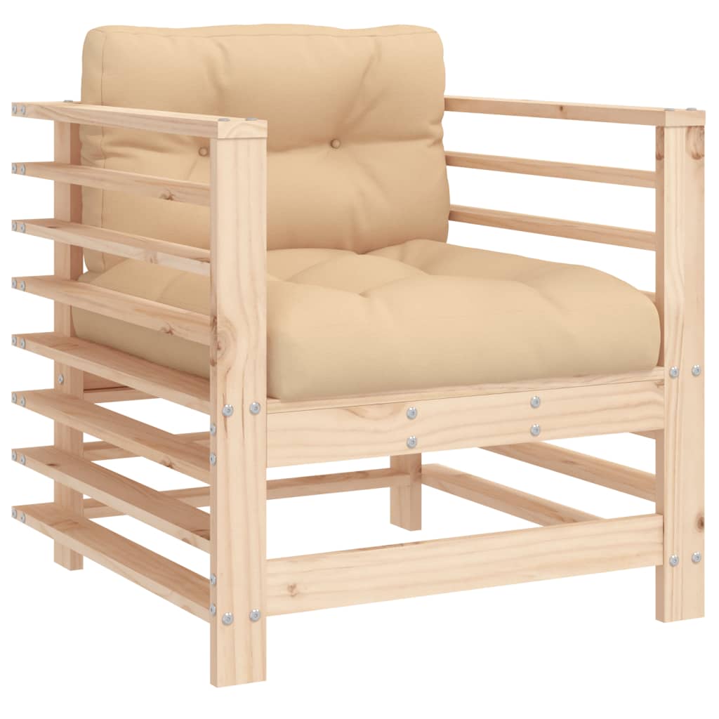 Comfortable 2-Piece Pine Wood Garden Chairs with Cushions