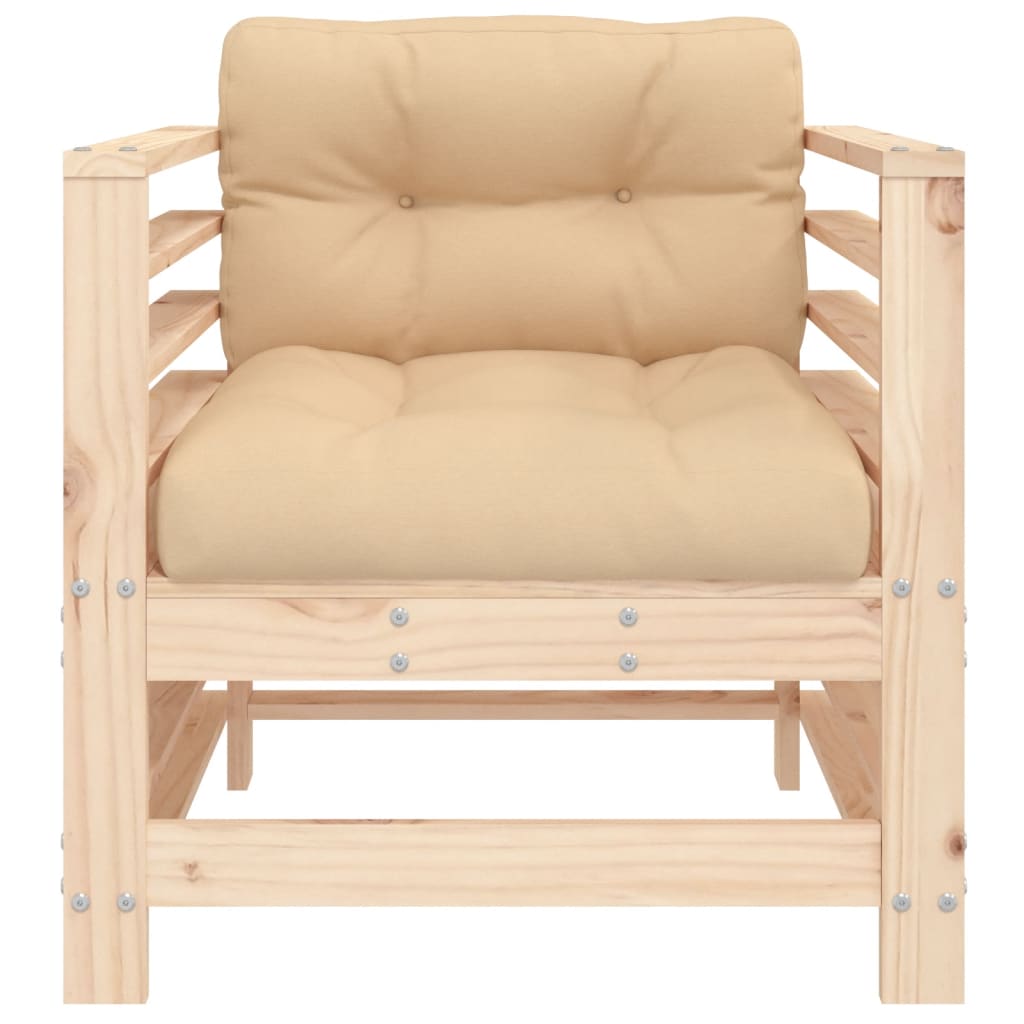 Comfortable 2-Piece Pine Wood Garden Chairs with Cushions