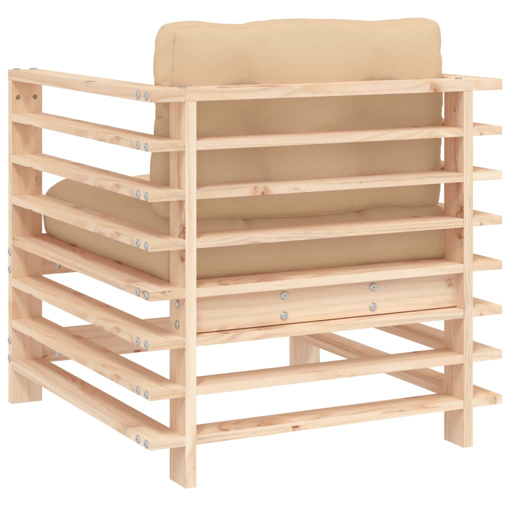 Comfortable 2-Piece Pine Wood Garden Chairs with Cushions