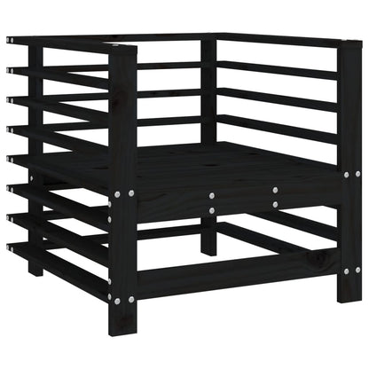 Black Solid Wood Pine Garden Chairs with Cushions - 2 Piece Set