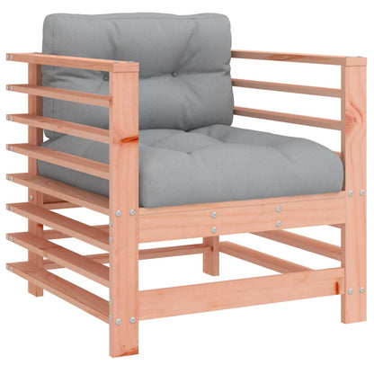 2-Piece Solid Douglas Wood Garden Chairs with Cushions - Natural Finish