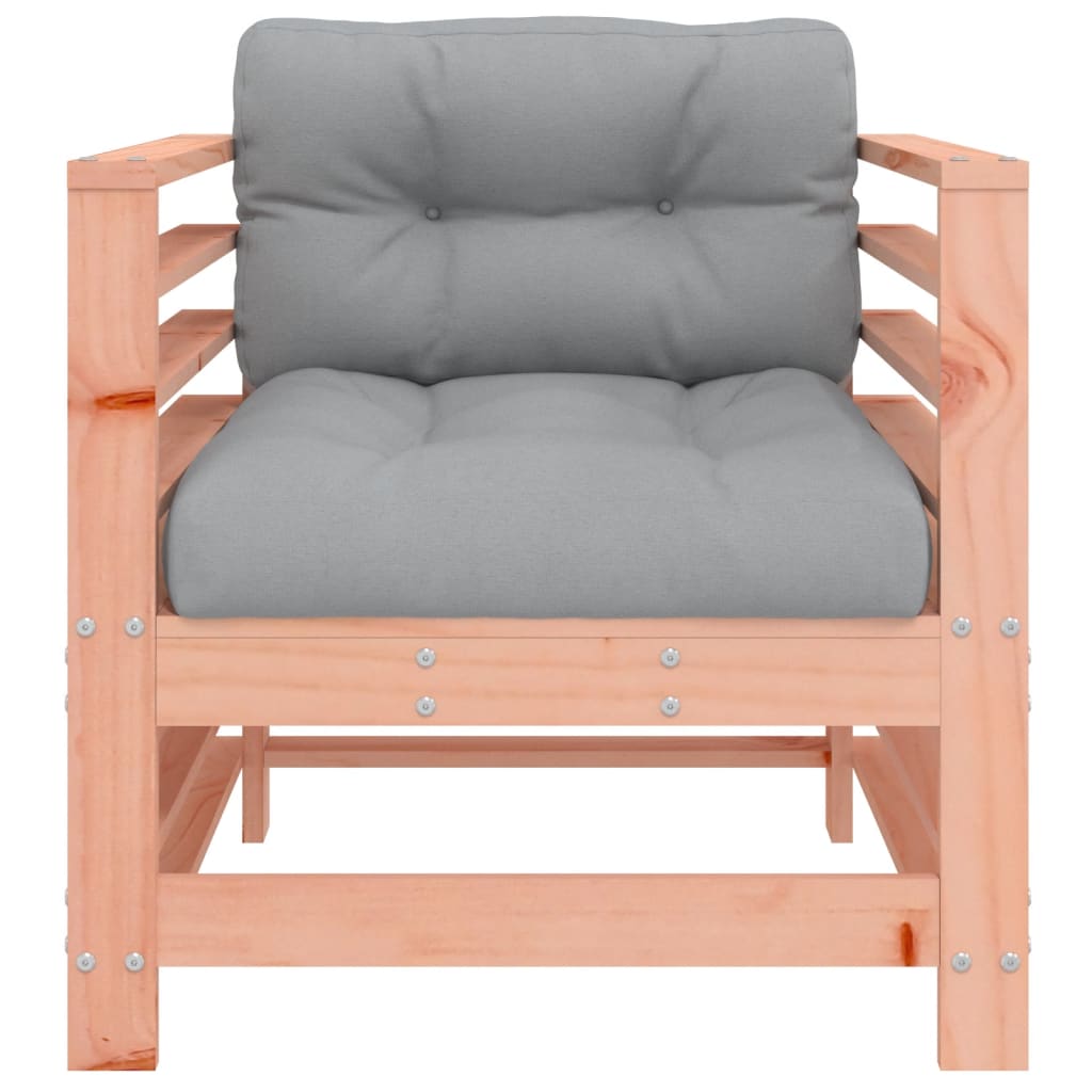 2-Piece Solid Douglas Wood Garden Chairs with Cushions - Natural Finish