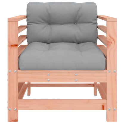 2-Piece Solid Douglas Wood Garden Chairs with Cushions - Natural Finish