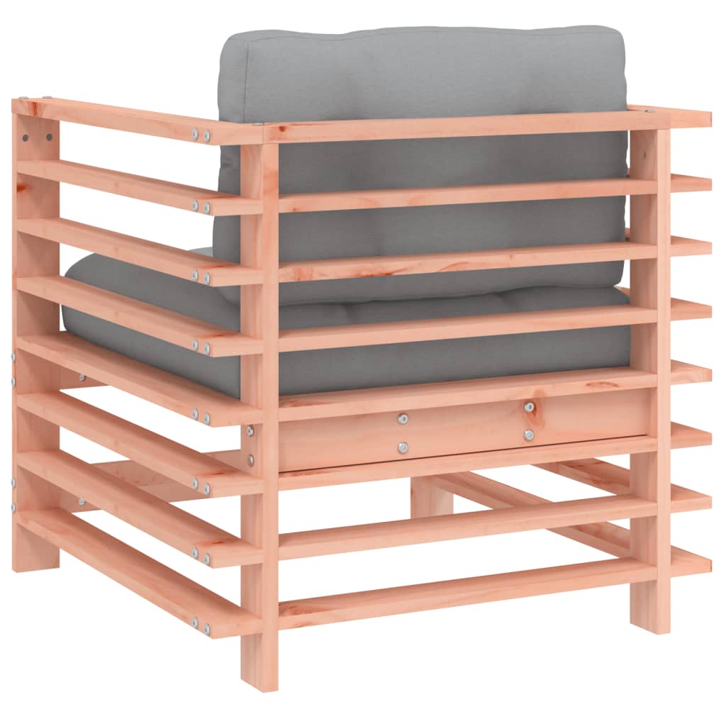 2-Piece Solid Douglas Wood Garden Chairs with Cushions - Natural Finish
