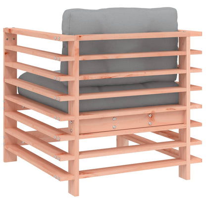 2-Piece Solid Douglas Wood Garden Chairs with Cushions - Natural Finish