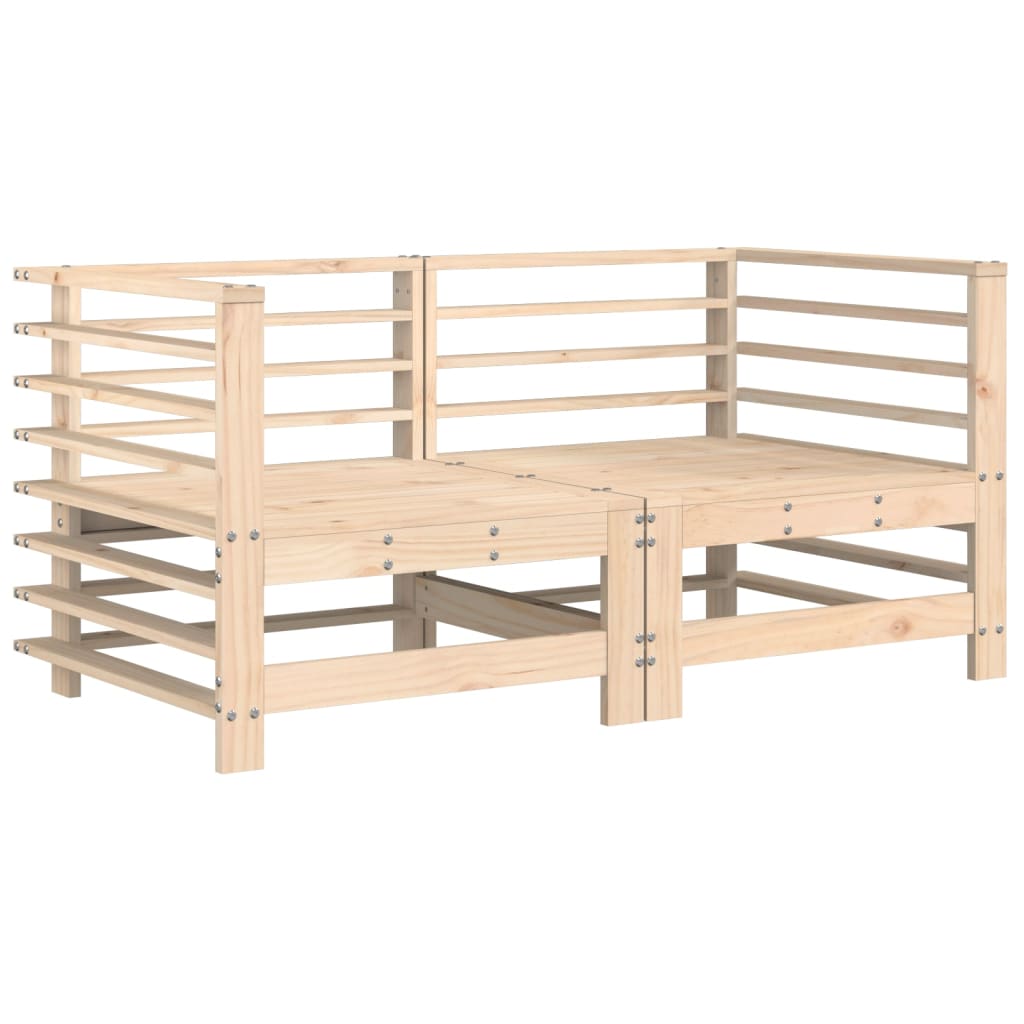 Solid Wood Pine Corner Sofa Set with Cushions - 2 Pieces