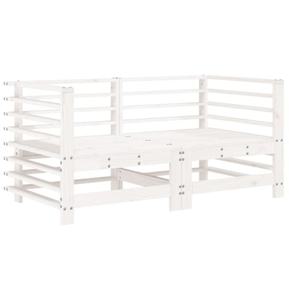 White Solid Wood Pine Corner Sofas with Cushions - 2 pcs Set