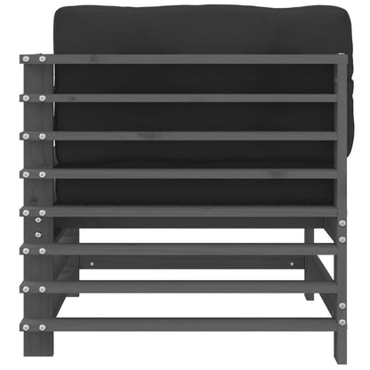 Cozy Grey Pine Wood Corner Sofas Set with Cushions - 2 Pieces