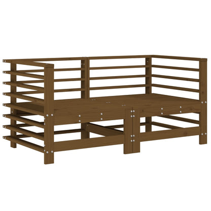 2-Piece Honey Brown Pine Wood Corner Sofa Set with Cushions