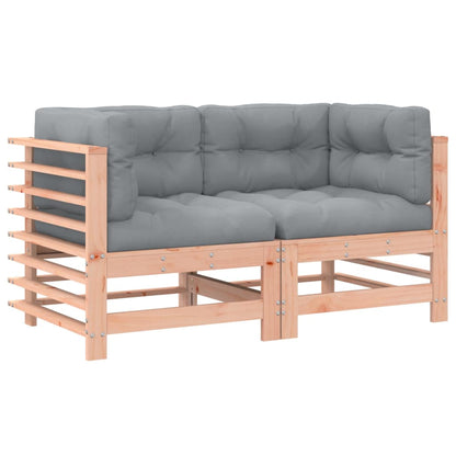 Solid Wood Douglas Corner Sofa Set with Cushions - 2 Pcs