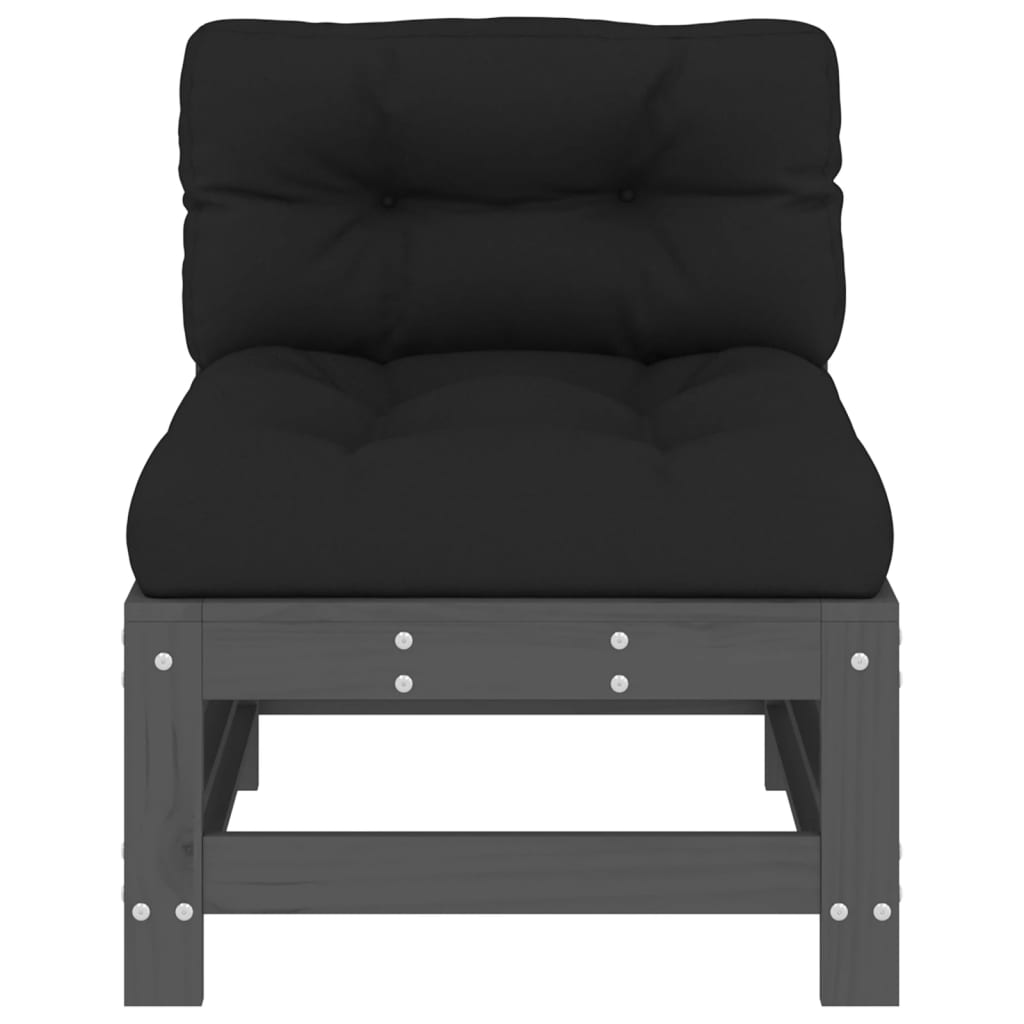 Elegant 2-Piece Grey Pine Wood Sofa Set with Cushions