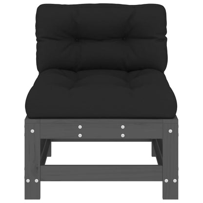 Elegant 2-Piece Grey Pine Wood Sofa Set with Cushions
