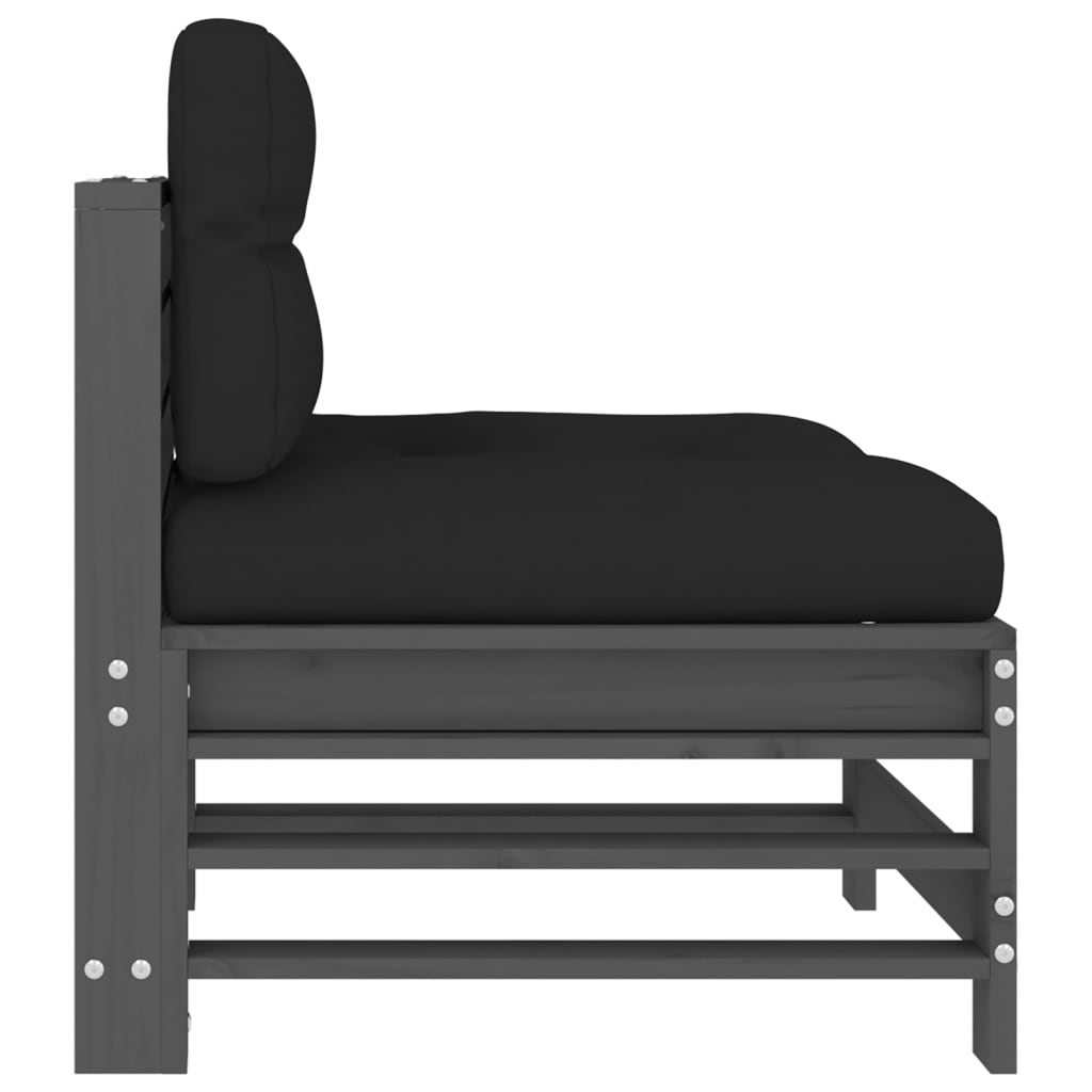 Elegant 2-Piece Grey Pine Wood Sofa Set with Cushions