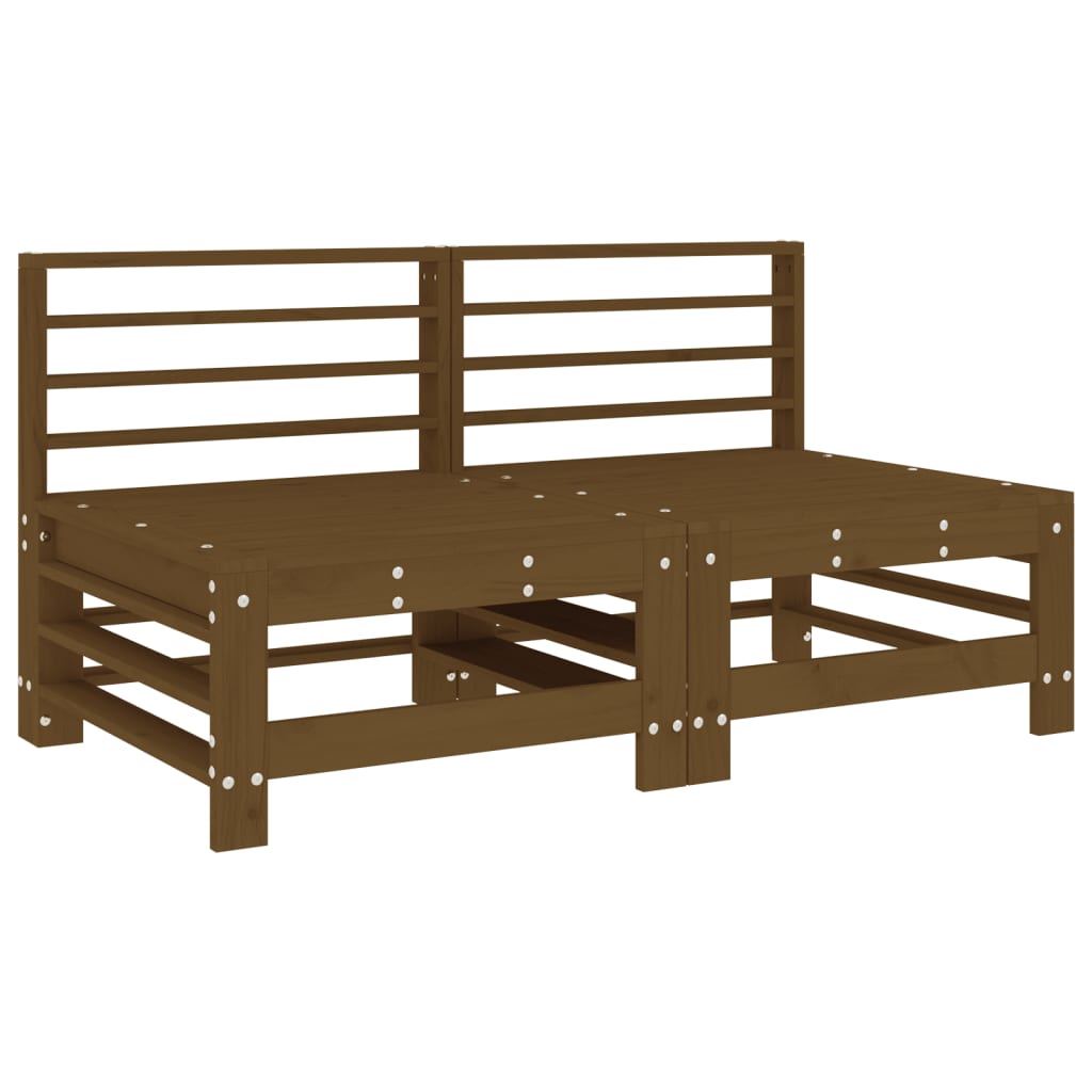 Solid Pine Wood 2-Piece Sofa Set with Cushions, Honey Brown Finish