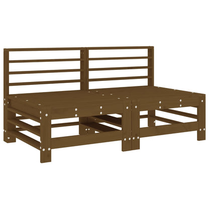 Solid Pine Wood 2-Piece Sofa Set with Cushions, Honey Brown Finish