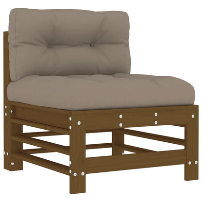 Solid Pine Wood 2-Piece Sofa Set with Cushions, Honey Brown Finish