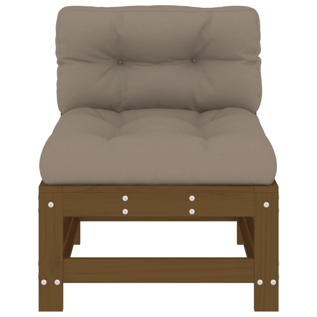 Solid Pine Wood 2-Piece Sofa Set with Cushions, Honey Brown Finish