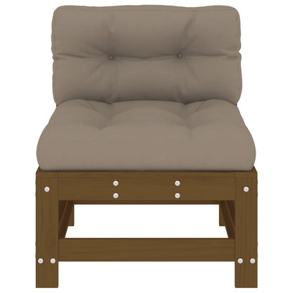 Solid Pine Wood 2-Piece Sofa Set with Cushions, Honey Brown Finish