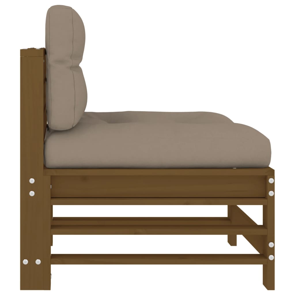 Solid Pine Wood 2-Piece Sofa Set with Cushions, Honey Brown Finish