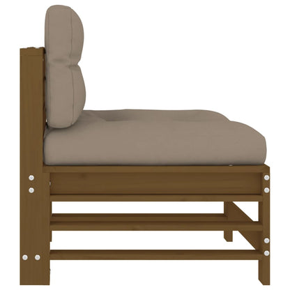Solid Pine Wood 2-Piece Sofa Set with Cushions, Honey Brown Finish