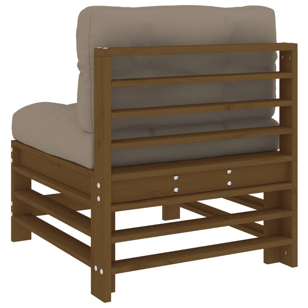 Solid Pine Wood 2-Piece Sofa Set with Cushions, Honey Brown Finish