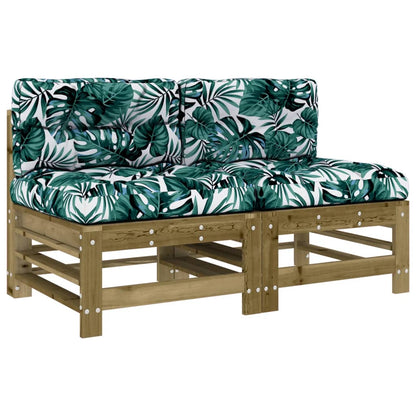 2-Piece Pine Wood Sofa Set with Cushions - Middle Sofas