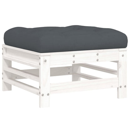 White Pine Wood Garden Footstools with Cushions, 2-Piece Set