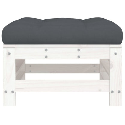 White Pine Wood Garden Footstools with Cushions, 2-Piece Set