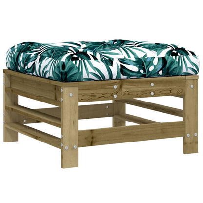 Pine Wood Garden Footstools with Cushions, 2pcs Set