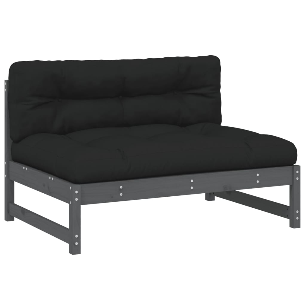 Stylish Grey Solid Wood Pine Sofa - 120x80 cm