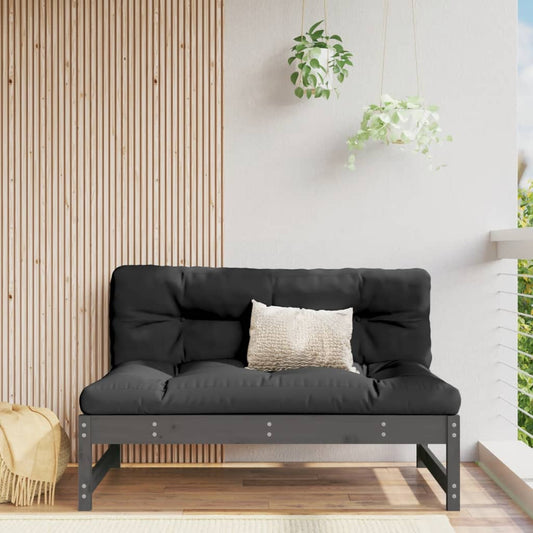 Stylish Grey Solid Wood Pine Sofa - 120x80 cm