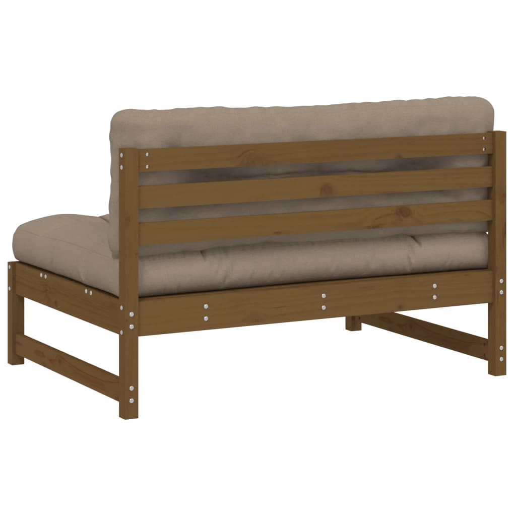 Solid Pine Middle Sofa - Honey Brown, 120x80 cm