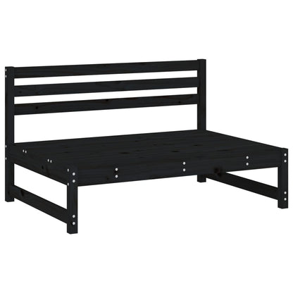 Elegant Black Middle Sofa - Solid Pine Wood (120x80 cm)
