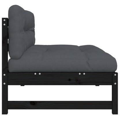 Elegant Black Middle Sofa - Solid Pine Wood (120x80 cm)