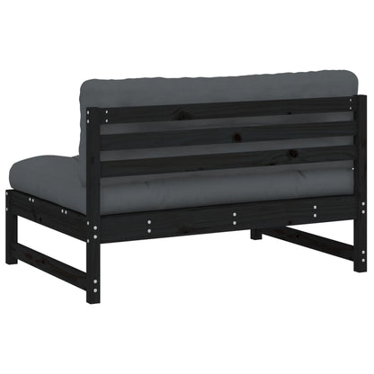 Elegant Black Middle Sofa - Solid Pine Wood (120x80 cm)