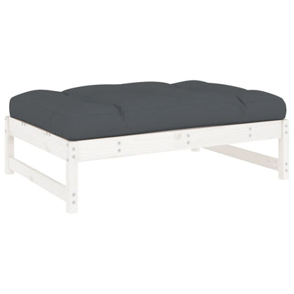 Solid Wood Pine Garden Footstool, White 120x80 cm