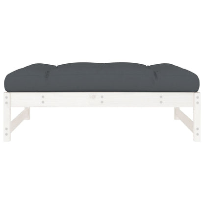 Solid Wood Pine Garden Footstool, White 120x80 cm
