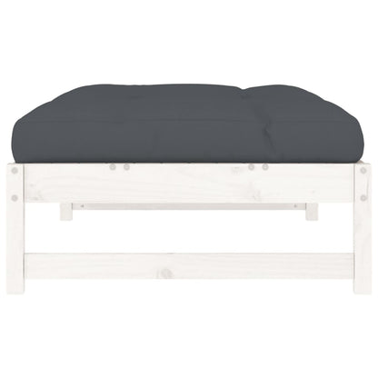 Solid Wood Pine Garden Footstool, White 120x80 cm