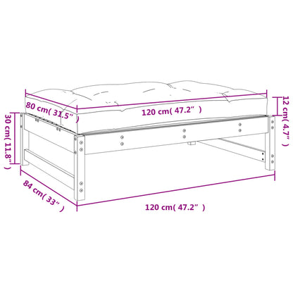 Solid Wood Pine Garden Footstool, White 120x80 cm