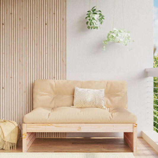 Compact Solid Pine Middle Sofa - 120x80 cm - Natural Wood Finish